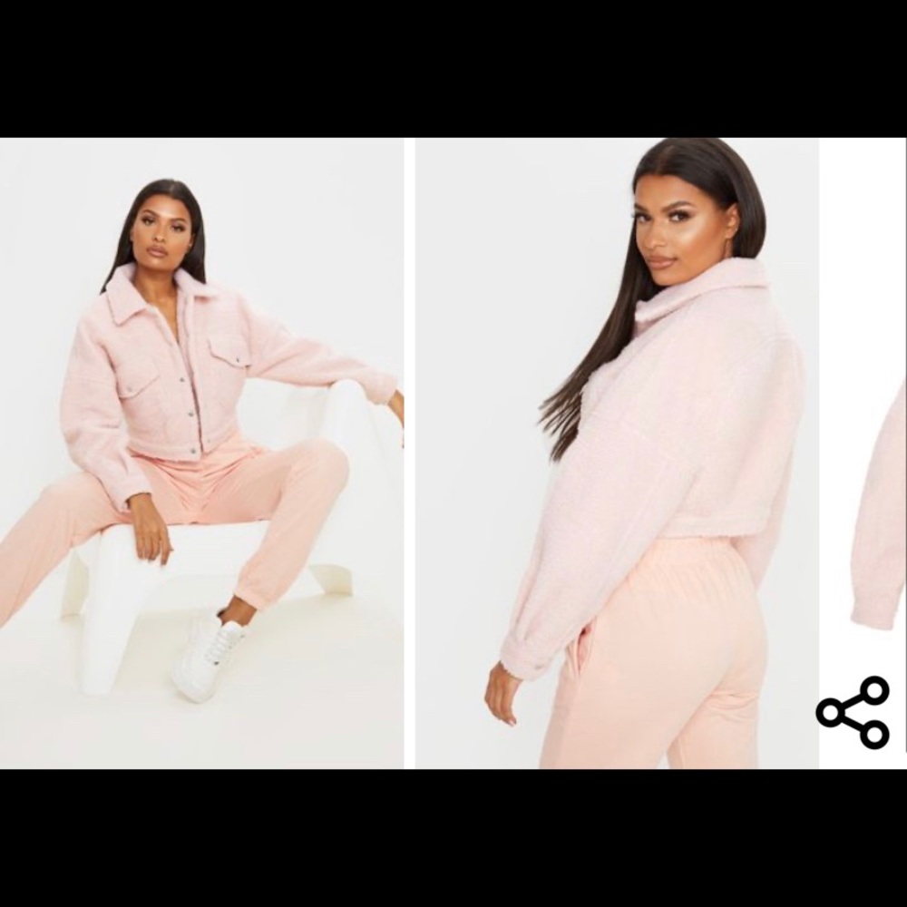 Pink cropped teddy